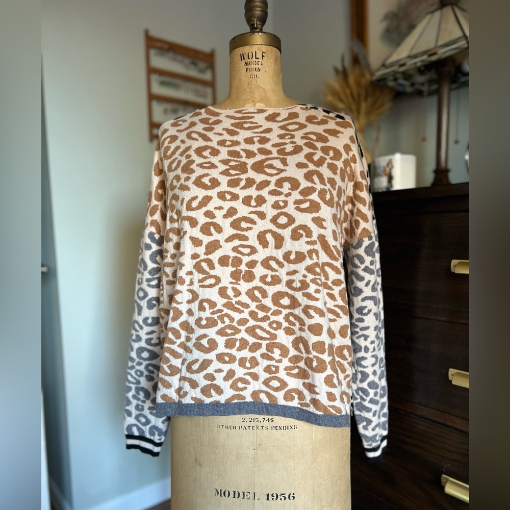 Thml Multi Color Animal Print Comfy Pullover - image 1